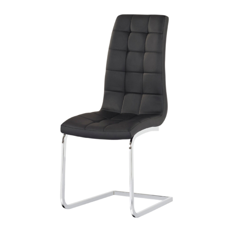Enzo Black Faux Leather & Chrome Dining Chair