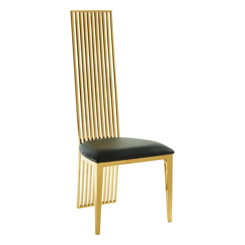 Elsa Black Leather & Gold Dining Chair
