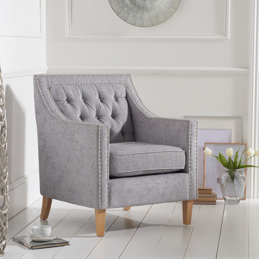 Casa Bella Grey Plush Armchair