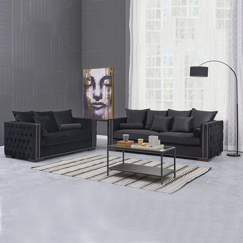 Moscow Black Velvet 3+2 Sofa Set