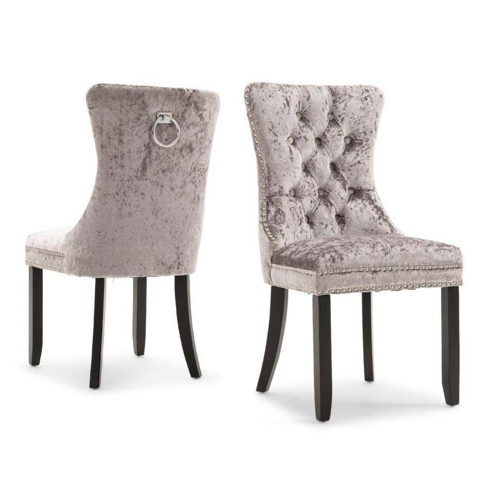 Cameo Grey Velvet Curved Knocker Back Dining Chair