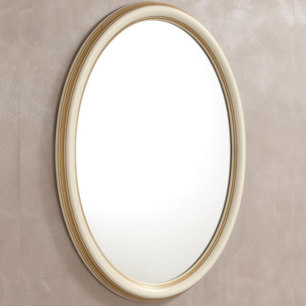 Treviso Ornate Ivory Ash Wood Oval Mirror