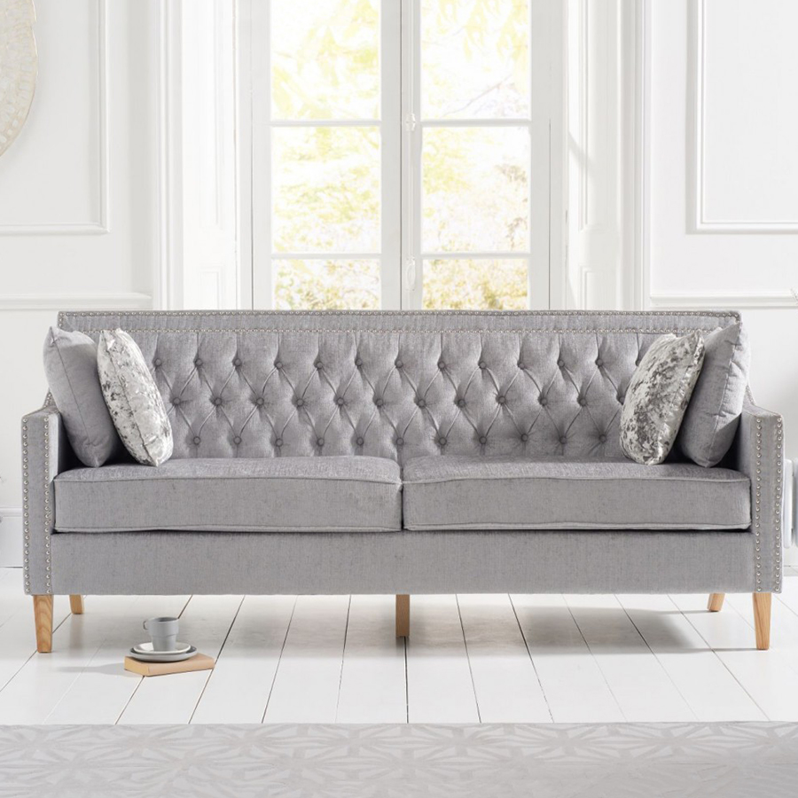 Casa Bella 3 Seater Grey Plush Sofa
