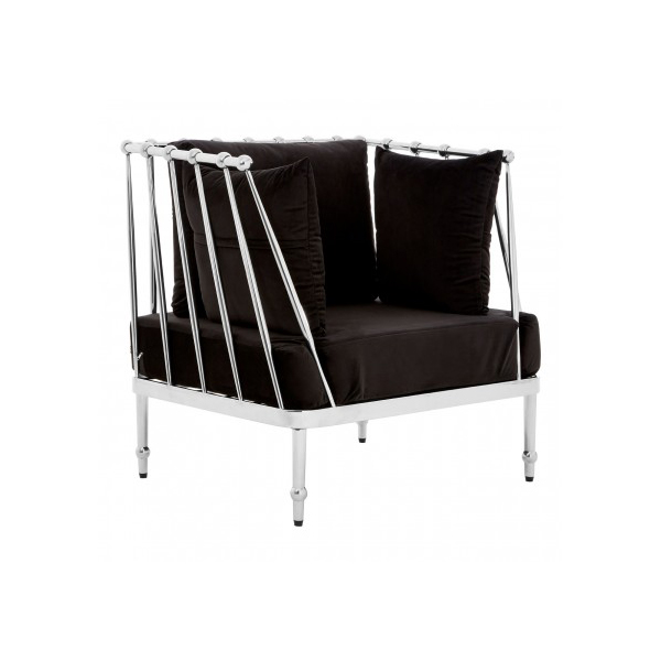 Novic Black Velvet Silver Tapered Feature Chair