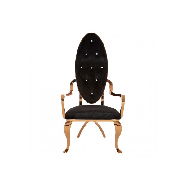 Nordina Rose Gold & Black Velvet Diamante Baroque Dining Chair