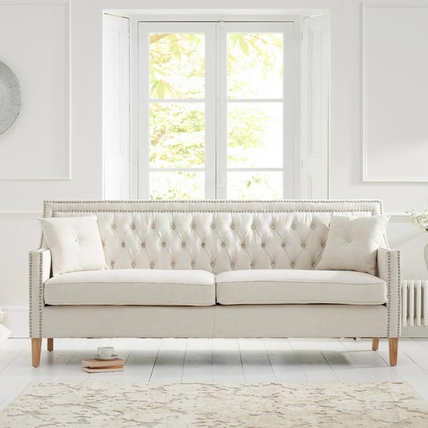 Casa Bella 3 Seater Ivory Linen Sofa