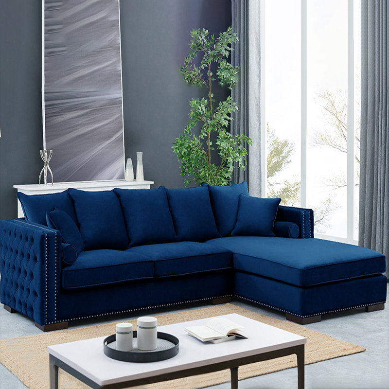 Moscow Blue Velvet Right-Side Corner Sofa