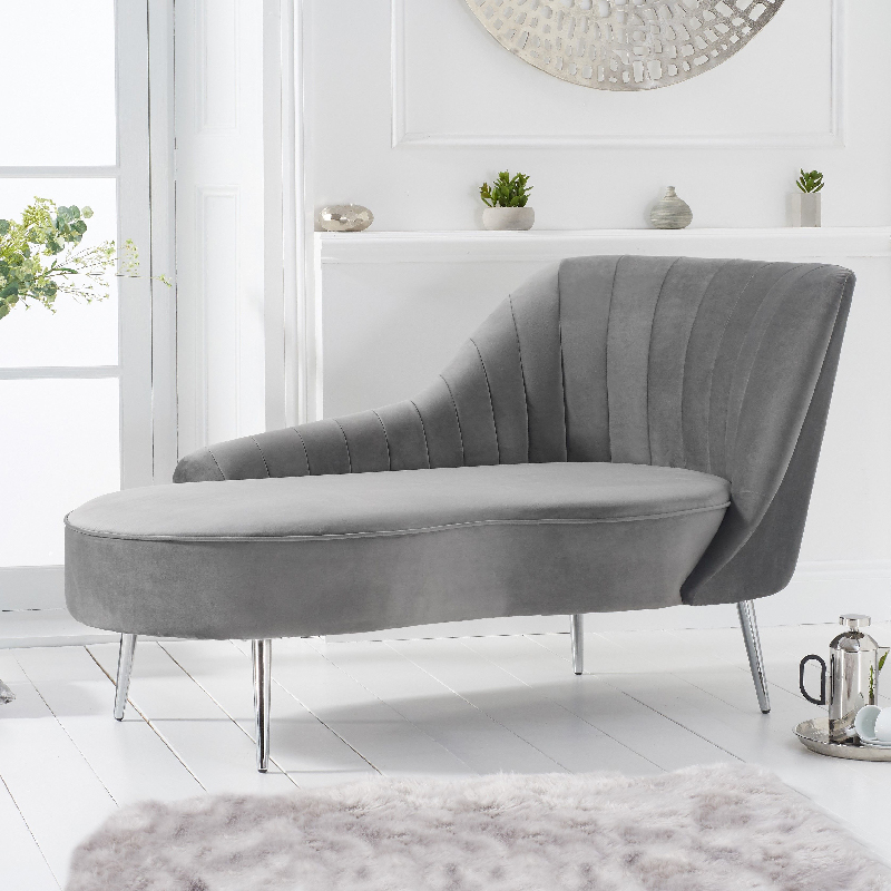 Jara Grey Velvet Chaise