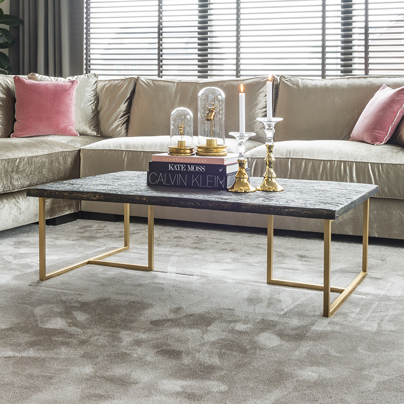 Gold Trim Coffee Table, Distressed Black Coffee Tables
