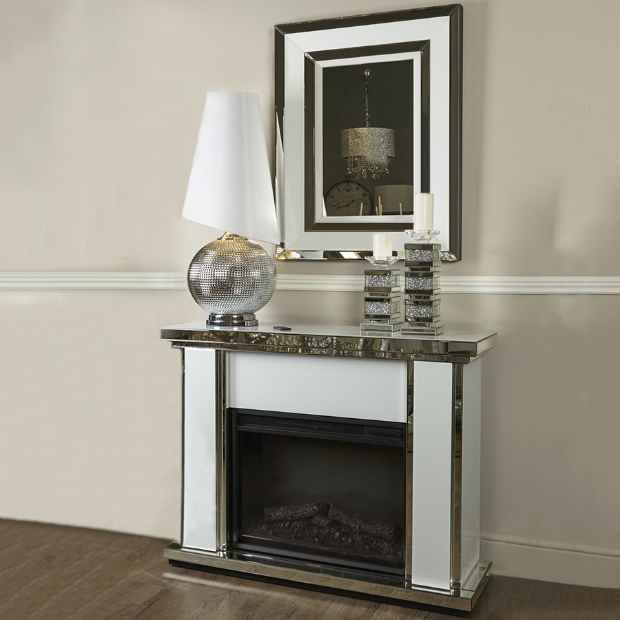 Merrick Mirrored Glass Fireplace