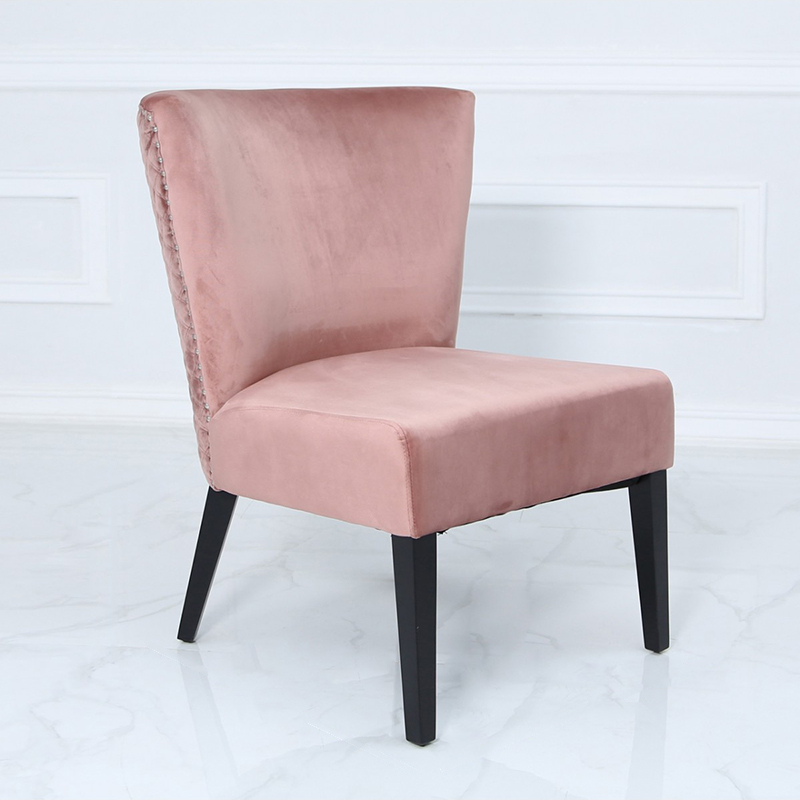 Taylor Pink Velvet Quilted Curved Back Dining Chair
