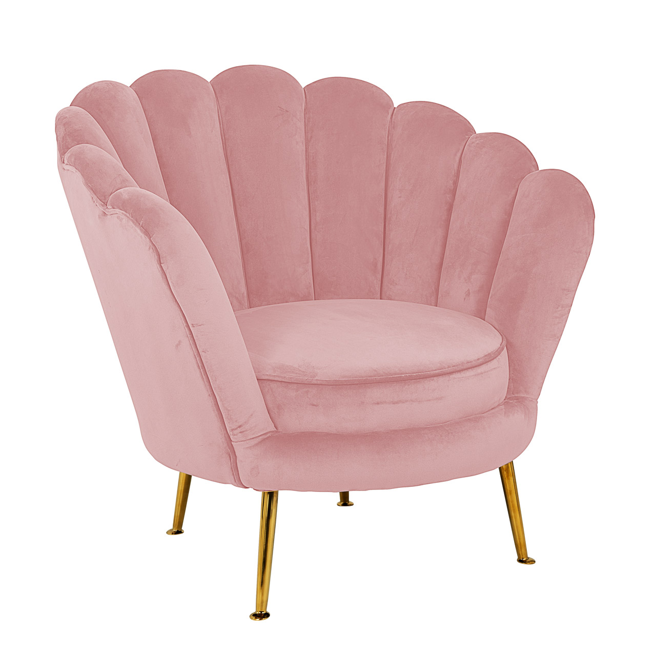 Paula Pink Velvet & Gold Scallop Back Feature Chair
