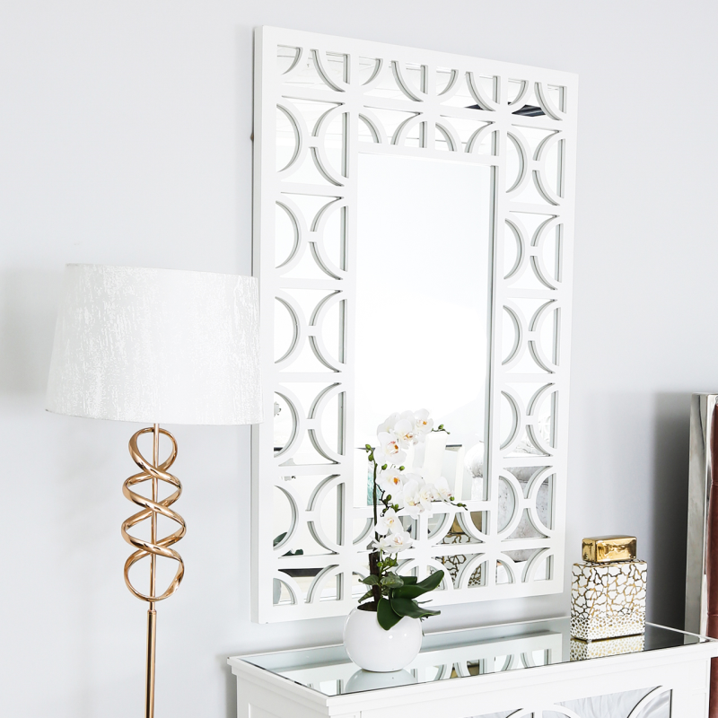 Tori Mirrored White Wood Rectangular Mirror