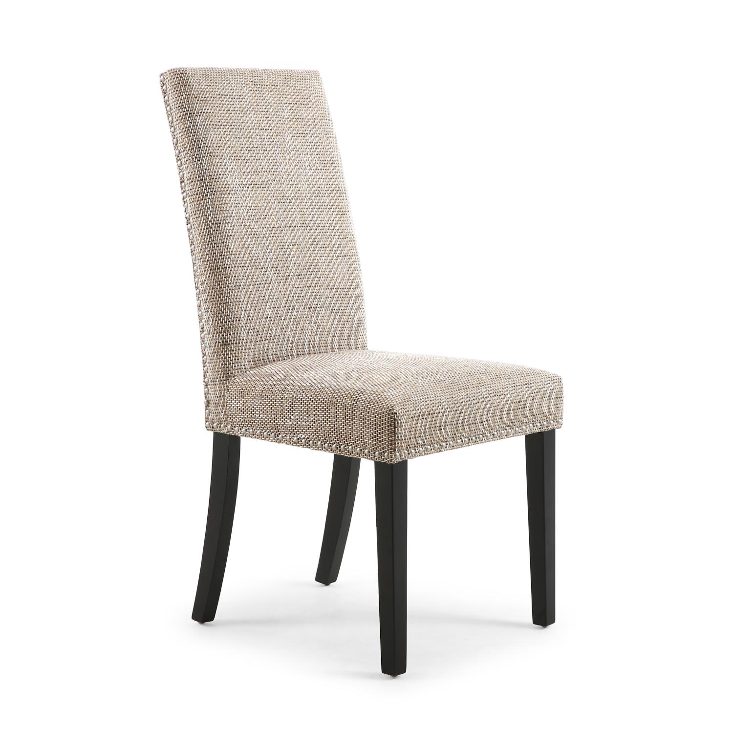 Reed Oatmeal Tweed Studded Dining Chair (Black Legs)