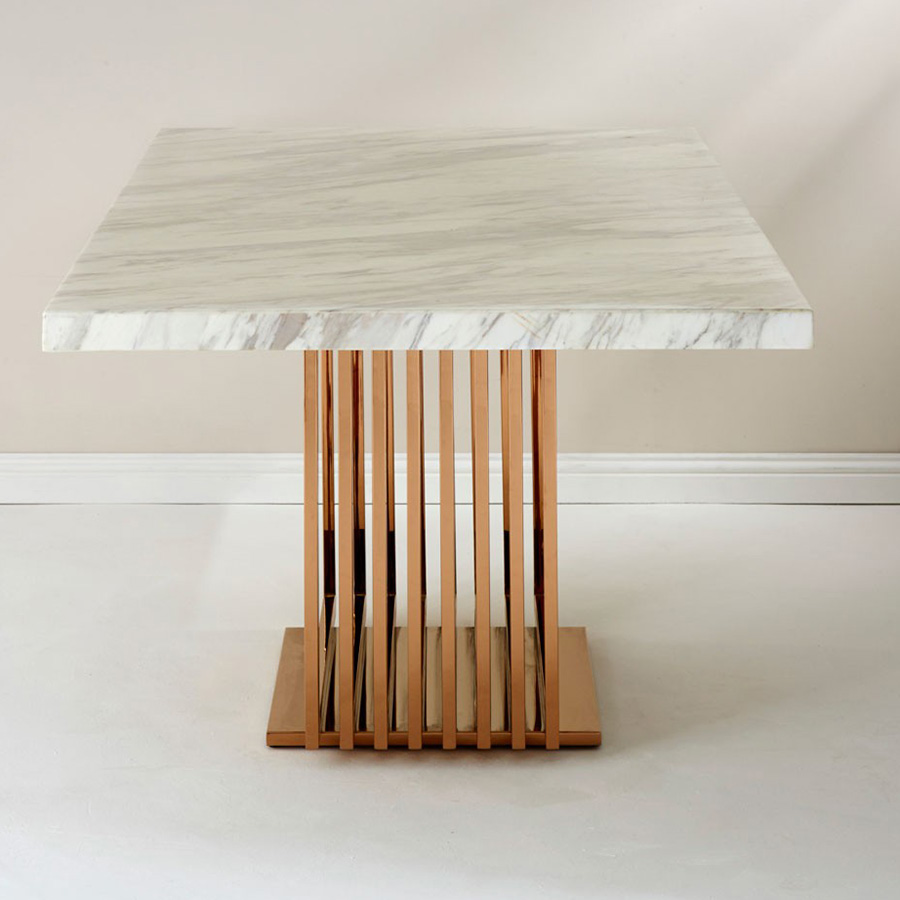 Millen White Marble Rose Gold 2m Dining Table
