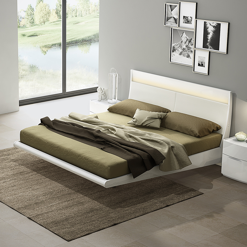 Elbas White High Gloss Floating Double Bed