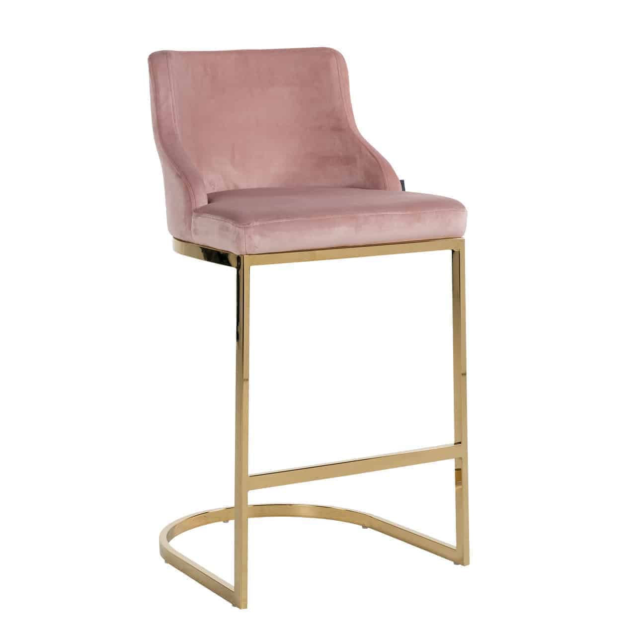 Boston Pink Velvet Gold Bar Chair