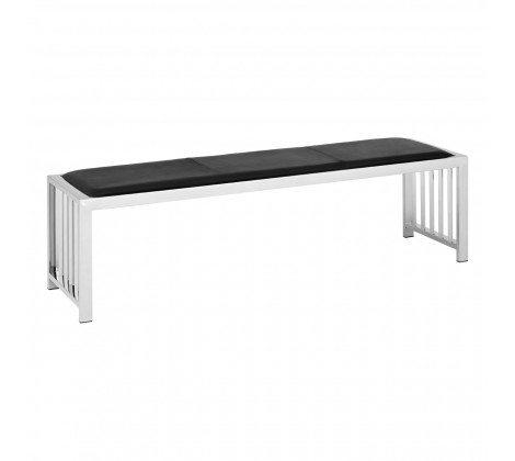 Nordina Black Leather & Silver Bench