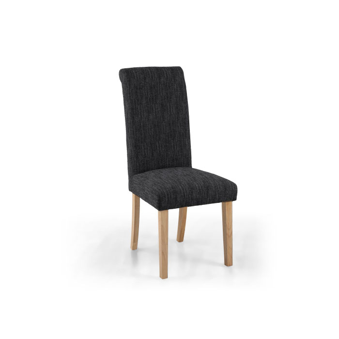 Corden Dark Grey Linen Dining Chair (Natural Legs)