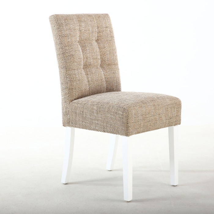 Moby Oatmeal Tweed Waffle Back Dining Chair (White Legs)