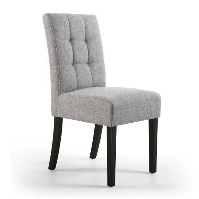 Moby Silver Grey Linen Waffle Back Dining Chair (Black Legs)