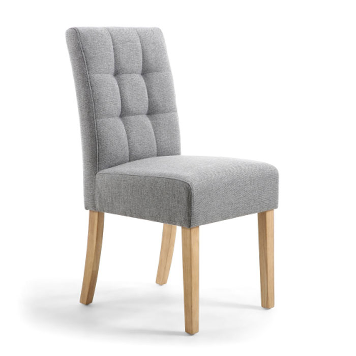 Moby Silver Grey Linen Waffle Back Dining Chair (Natural Legs)