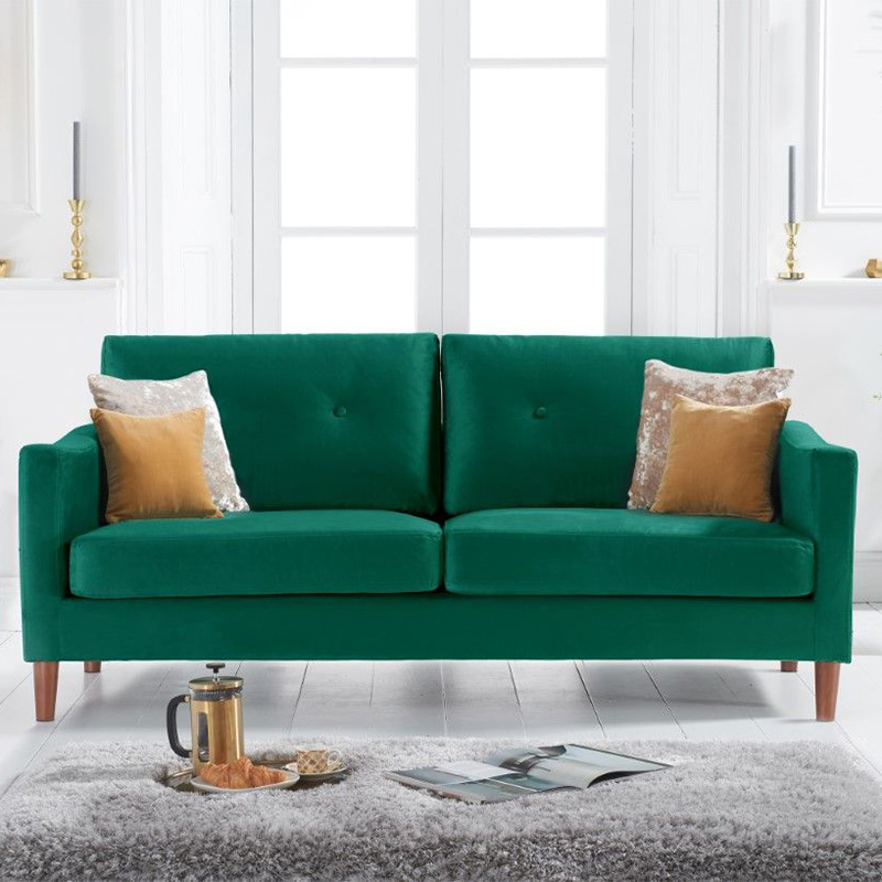 Carrie 3 Seater Green Velvet Sofa