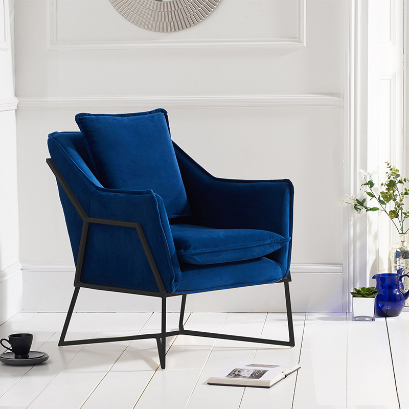 Larna Blue Velvet & Black Feature Chair 