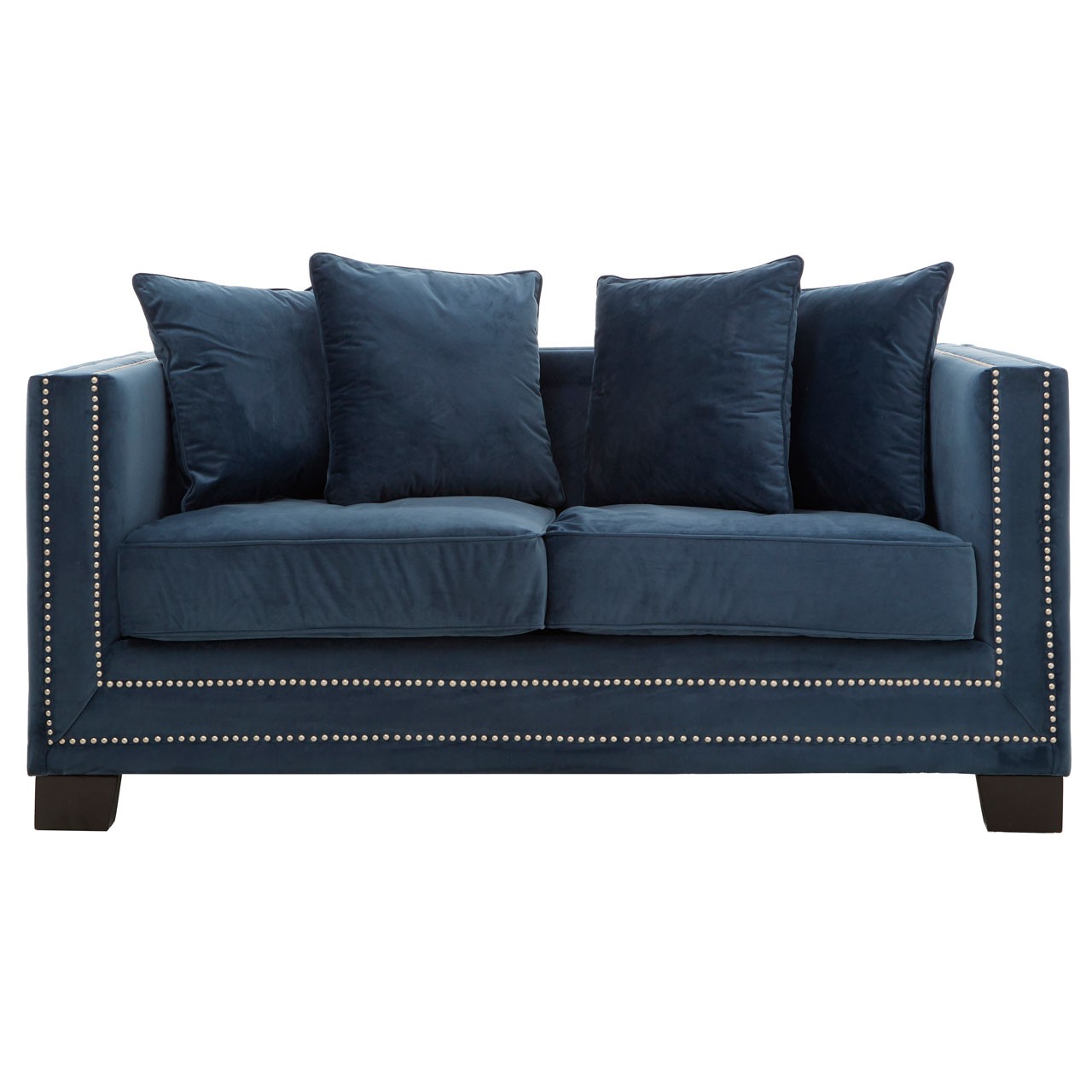 Saffy Blue Velvet 2 Seater Sofa