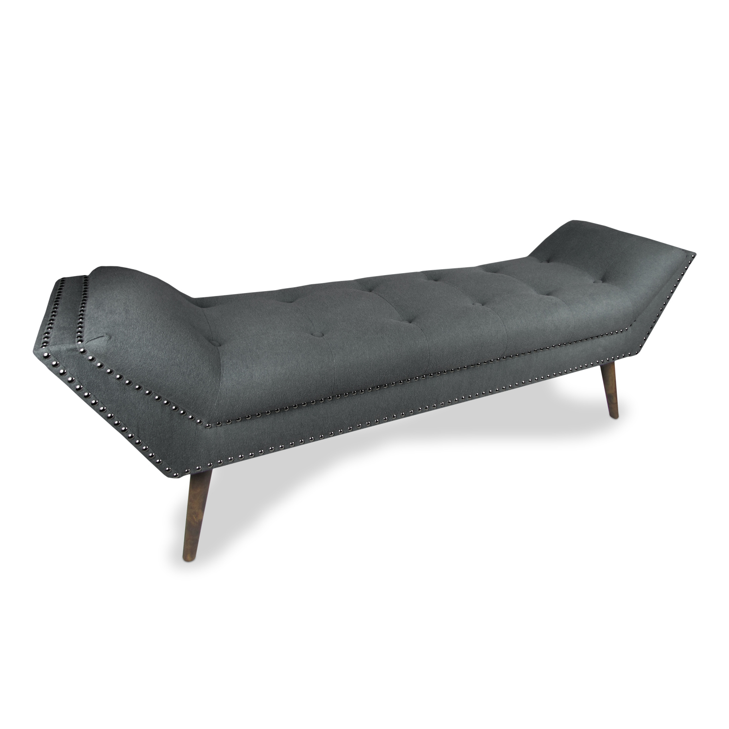 Miguel Large 1.6m Charcoal Grey Buttoned Studded Chaise