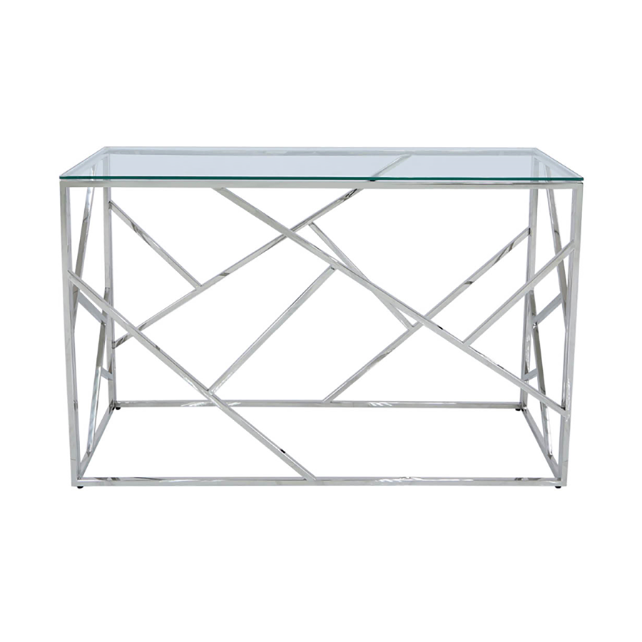 Azi Stainless Steel Glass Console Table