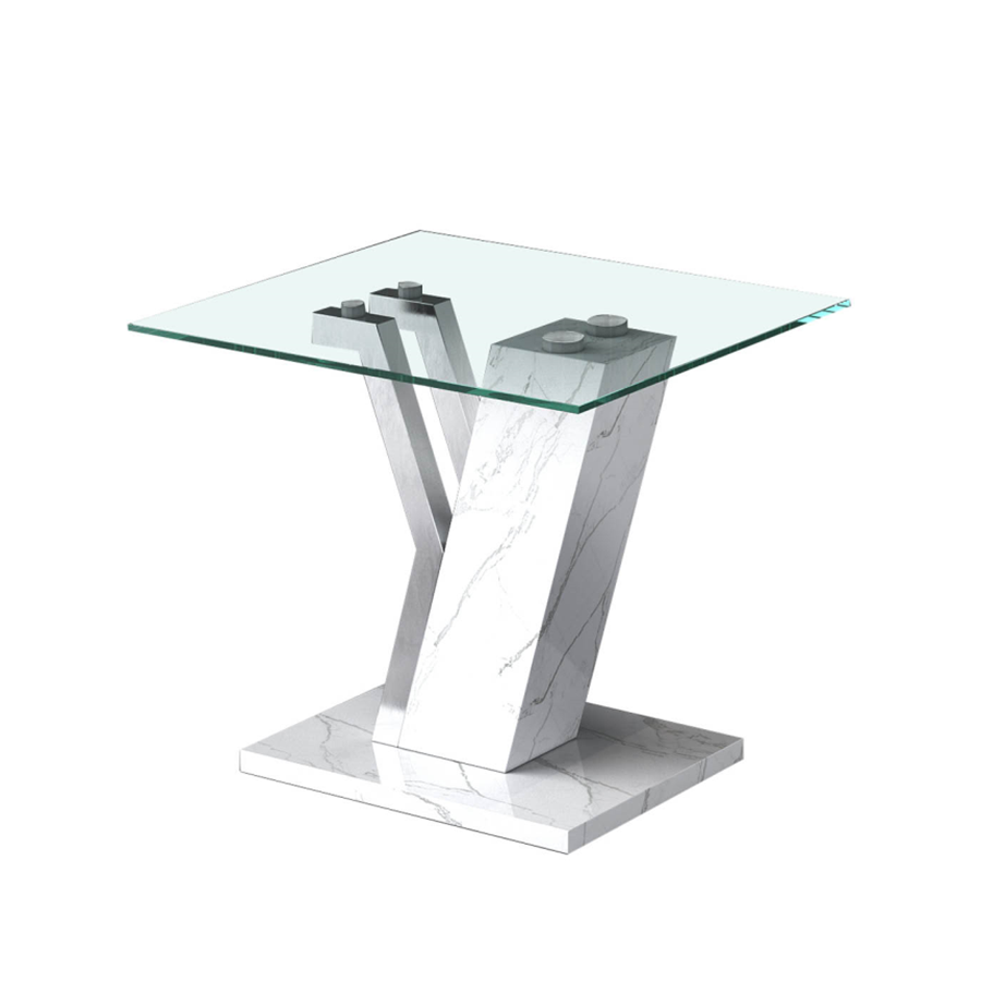 Luca Grey Marble & Glass Lamp Table