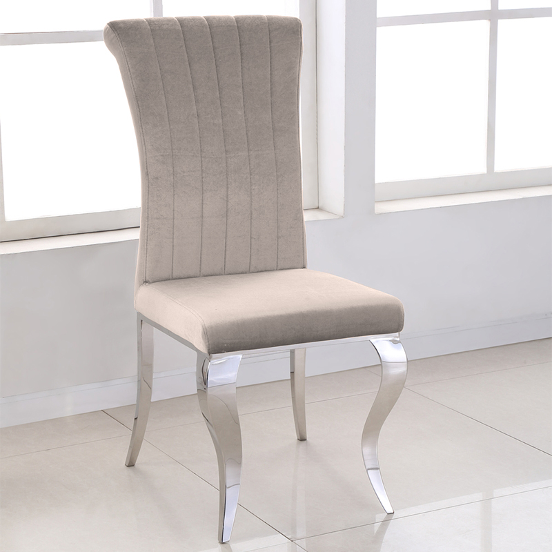 Liyana Cream Velvet & Chrome Roll Top Dining Chair