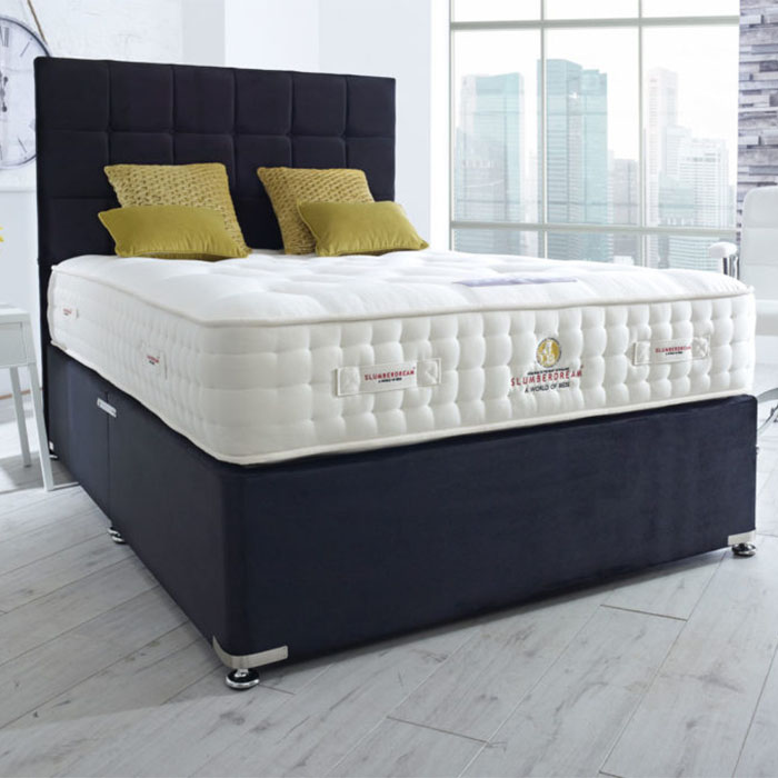 Joyous Buttoned Headboard, Upholstered Base & Balmoral Mattress - Various Colours & Sizes