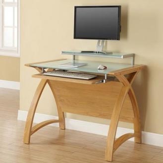 Curve Office Walnut or Oak Computer Desk 130cm