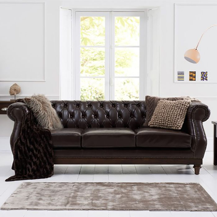 Highgrove 3 Seater Brown Leather Sofa