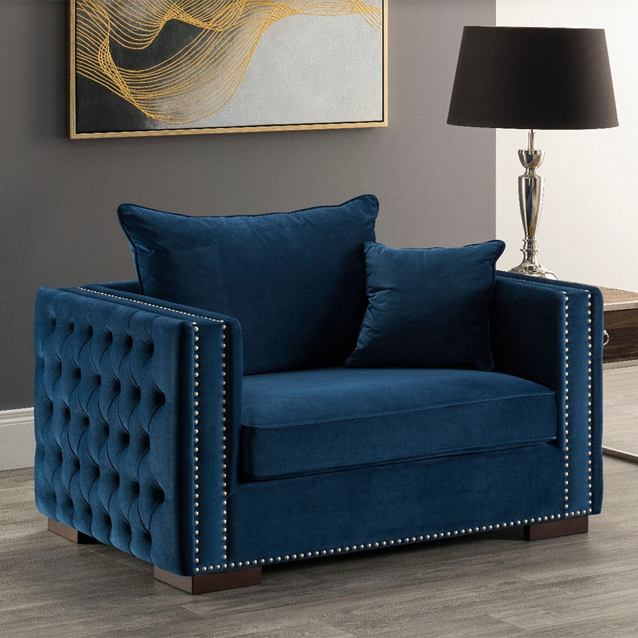 Moscow Blue Velvet Snuggle Chair