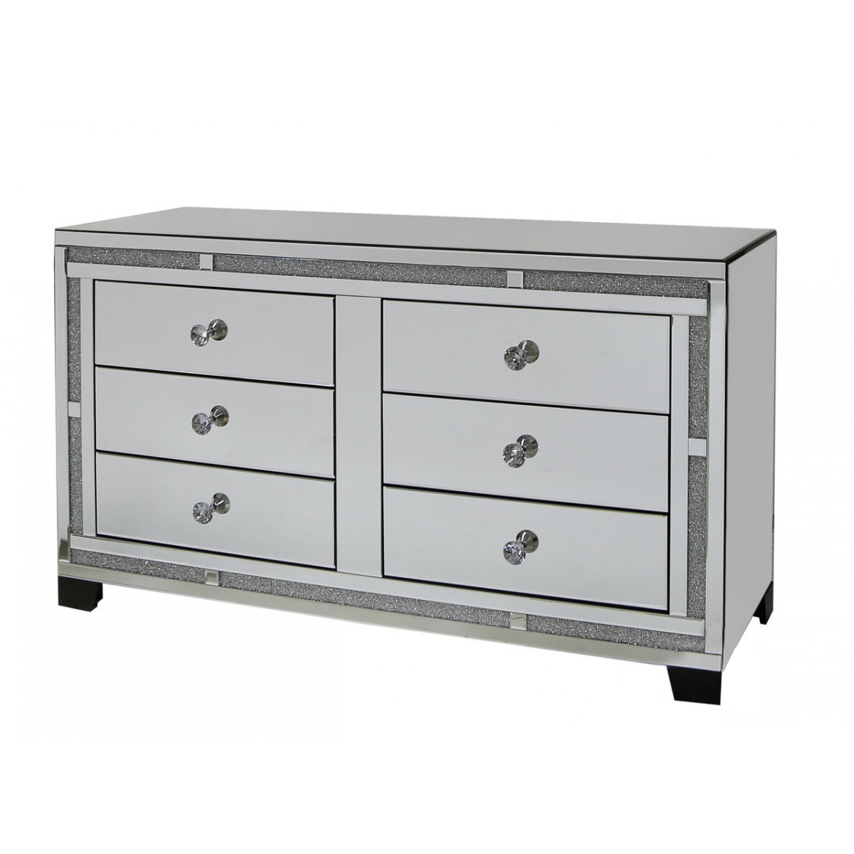 Madorra Mirrored Diamante 6 Drawer Chest of Drawers