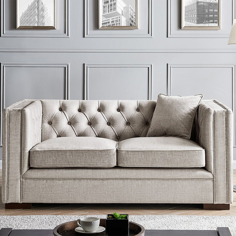 Montreal Pebble Grey Fabric 2 Seater Sofa