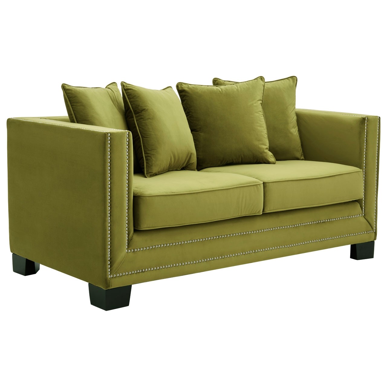 Saffy Green Velvet 2 Seater Sofa