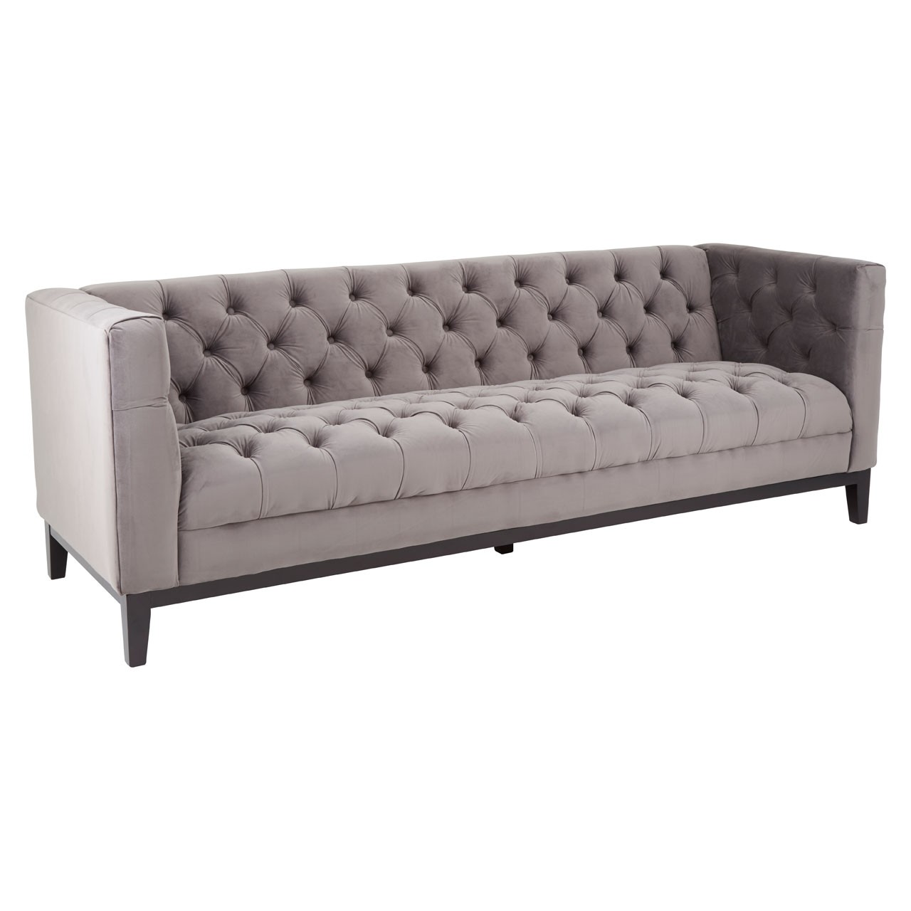 Shafer 3 Seater Grey Velvet Sofa
