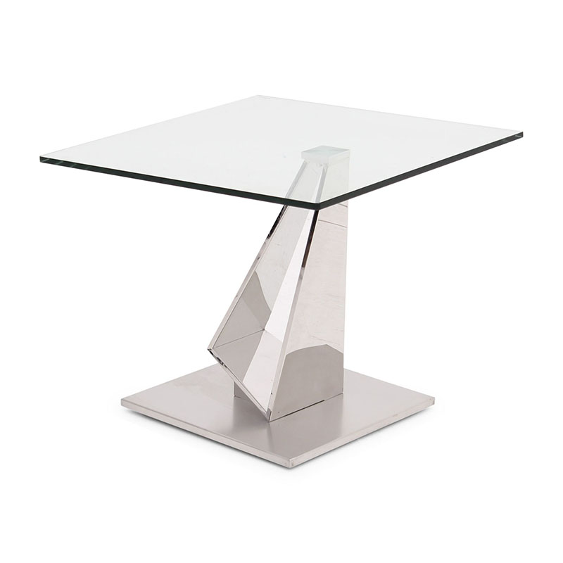 Florentina Square Glass & Chrome Lamp Table