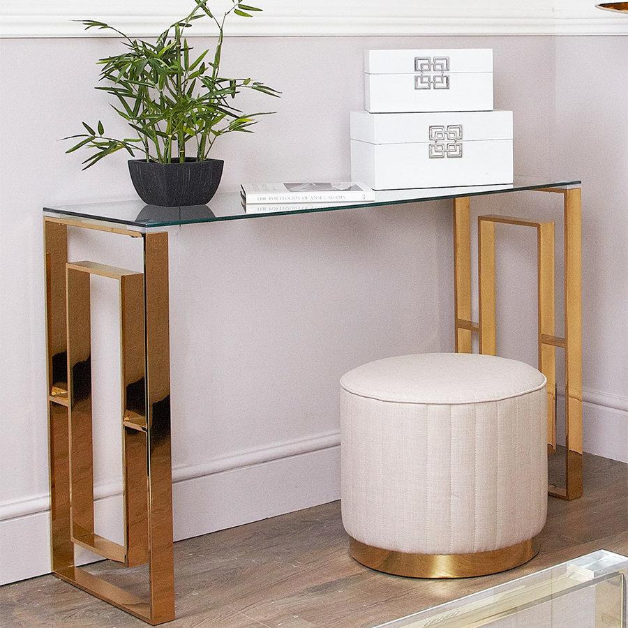 Apex Glass and Gold Console Table