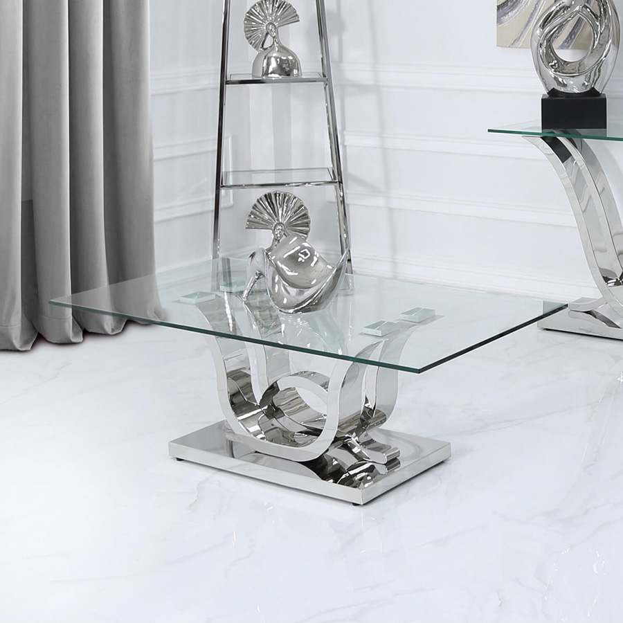 Cardina Glass & Stainless Steel Coffee Table