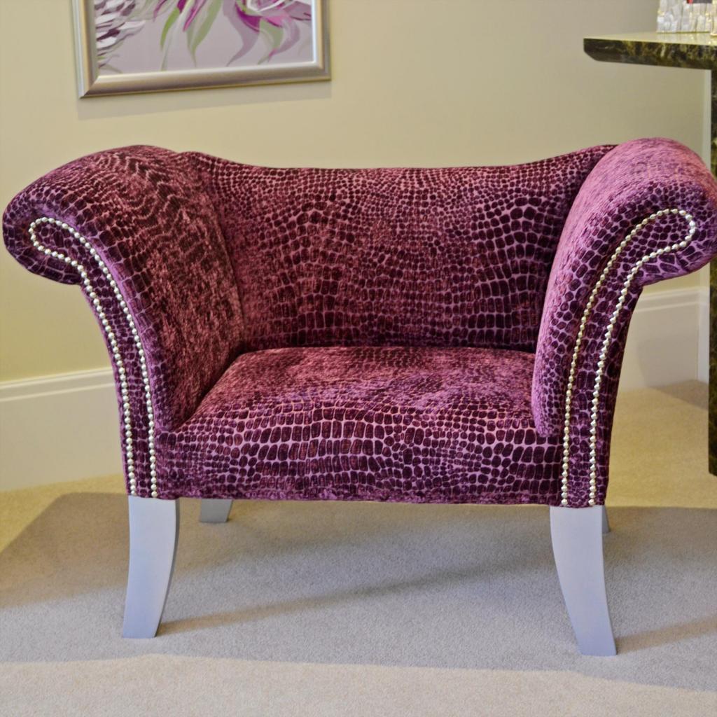 Bespoke Plum Marble Fabric Pew Chair