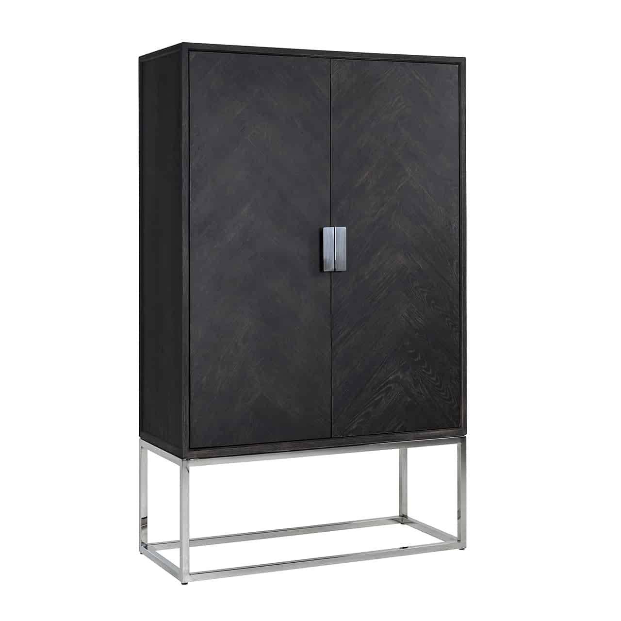 Bronwyn Black Oak & Silver 2 Door Wall Cabinet