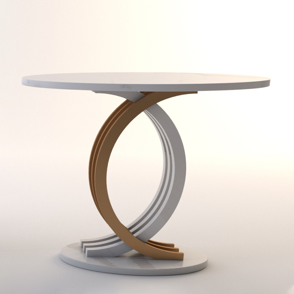 Legato White Quartz Curved Lamp Table