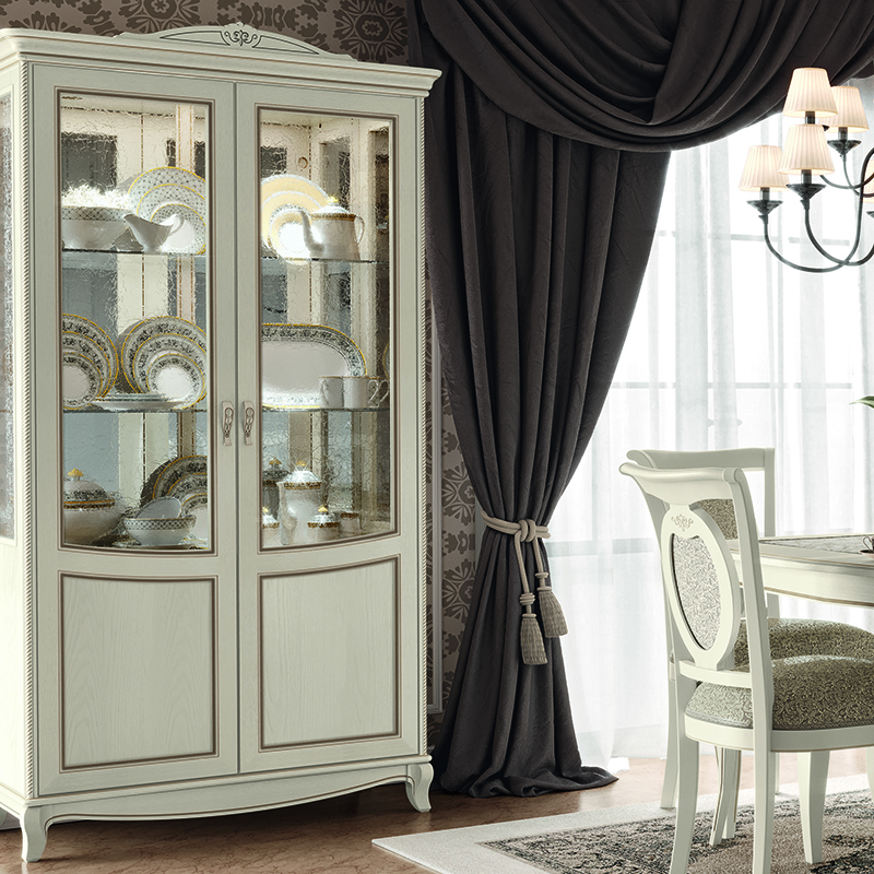 Fabrina Ivory Ash 2 Door Display Cabinet