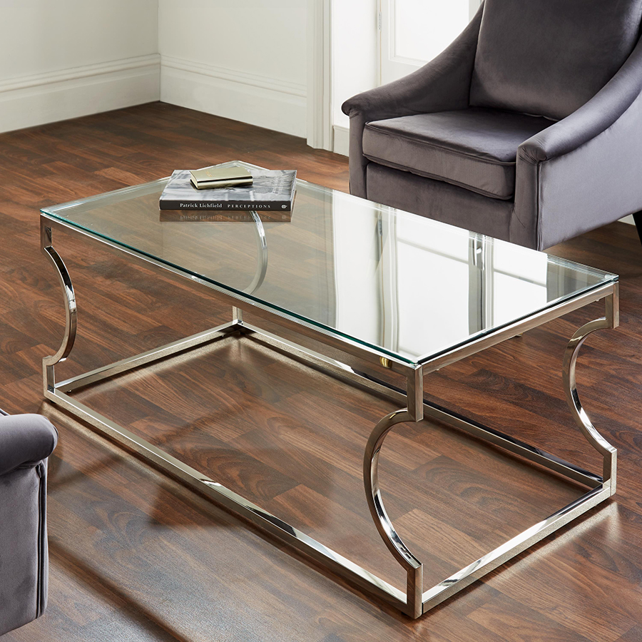 Rimmani Stainless Steel Glass Coffee Table