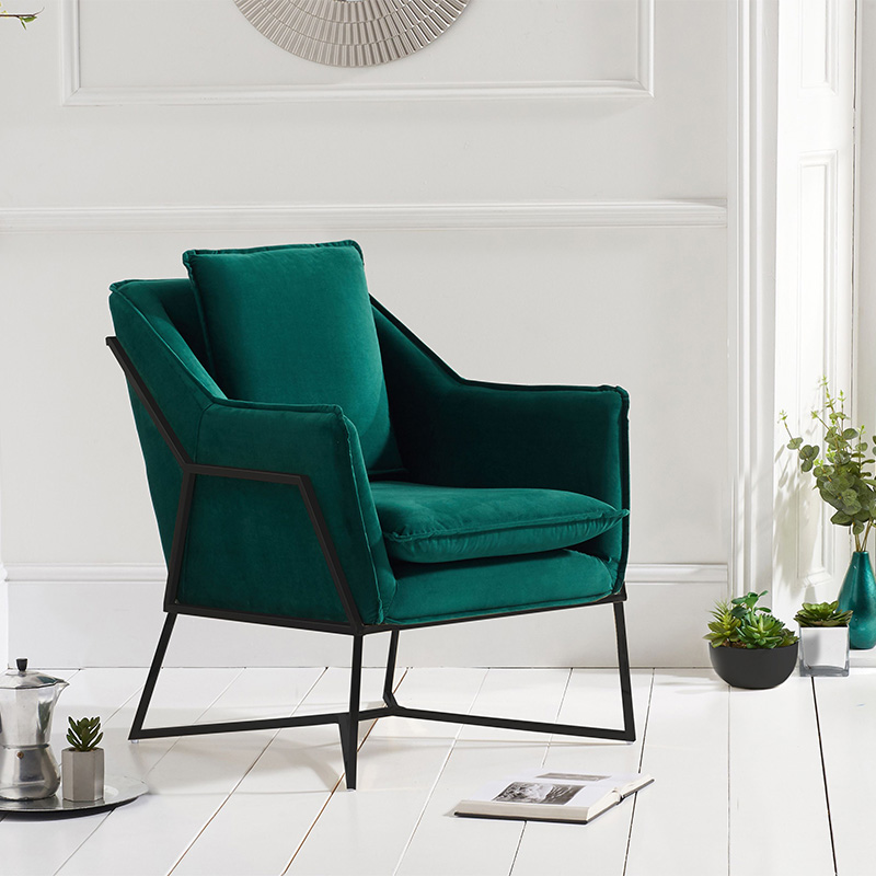 Larna Green Velvet & Black Feature Chair 